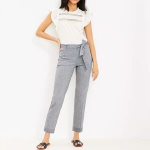Loft chambray tie waist blue pants sz 12 new WP108